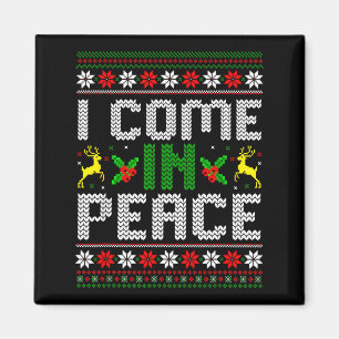 Ik kom in vrede Couple Matching Ugly Kerstmis Swe Magneet