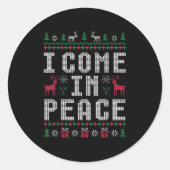 Ik kom in vrede Kerstmis Kerstmis Rendier Holiday  Ronde Sticker (Voorkant)