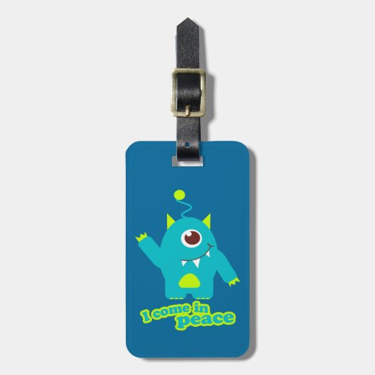 Ik kom in vrede kinder leuke buitenaardse id bagag bagagelabel (Voorkant verticaal)