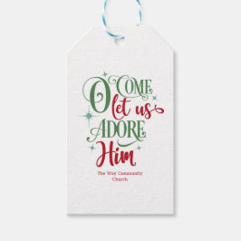 Ik kom laat ons hem aanbidden rood groen elegant cadeaulabel