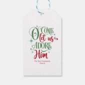 Ik kom laat ons hem aanbidden rood groen elegant cadeaulabel (Achterkant)