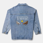 Ik kom langs met de hulp van mijn kippen denim jacket (Achterkant)