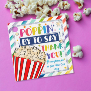 Ik kom langs om te zeggen bedankt Popcorn Voluntee Bedankjes Labels