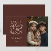 Ik kom, laten we hem aanbidden met een religieuze  feestdagenkaart (Voorkant / Achterkant)