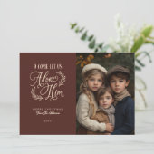 Ik kom, laten we hem aanbidden met een religieuze  feestdagenkaart (Staand voorkant)