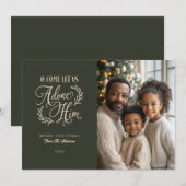 Ik kom, laten we hem aanbidden met een religieuze  feestdagenkaart (Voorkant / Achterkant)