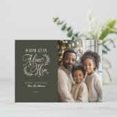 Ik kom, laten we hem aanbidden met een religieuze  feestdagenkaart (Staand voorkant)