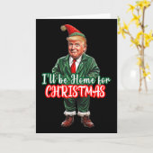 Ik kom met Kerstmis thuis Grappige Kerstman Elf Tr Kaart (Gele Bloem)