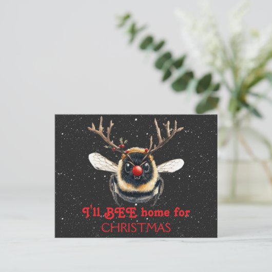 Ik kom met Kerstmis thuis Reindeer Bij Briefkaart (Staand voorkant)