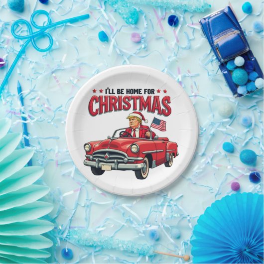 Ik kom met Kerstmis thuis Trump Won Verkiezing 202 Papieren Bordje (Feest)