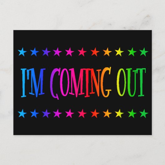 Ik kom uit Bold Rainbow NCOD LGBTQ+ Briefkaart (Voorkant)