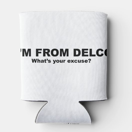 Ik kom uit DELCO (wat is je excuus?) Blikjeskoeler (Achterkant)