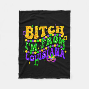 Ik kom uit Louisiana Mardi Gras Fleur de Lis Fat T Fleece Deken