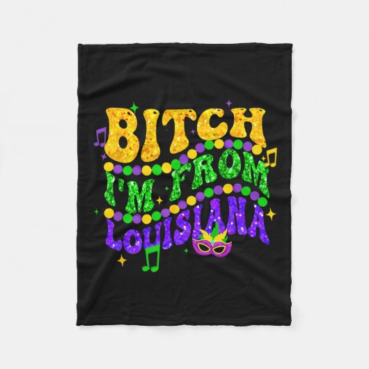 Ik kom uit Louisiana Mardi Gras Fleur de Lis Fat T Fleece Deken (Voorkant)