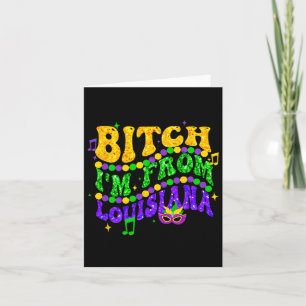 Ik kom uit Louisiana Mardi Gras Fleur de Lis Fat T Kaart