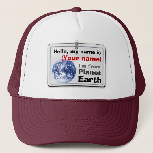 Ik kom uit Planet Earth (aanpasbaar) Trucker Pet (Voorkant)