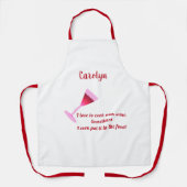 Ik kook graag met wijn. Wine Glass. Je naam. Schort (Voorkant)