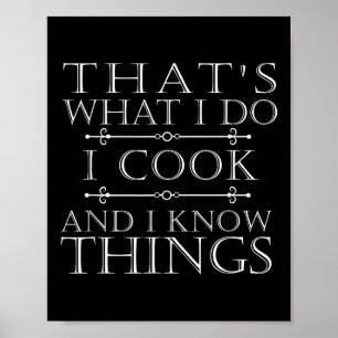 Ik kook grappige BBQ chef-kok keuken kookcadeau vo Poster