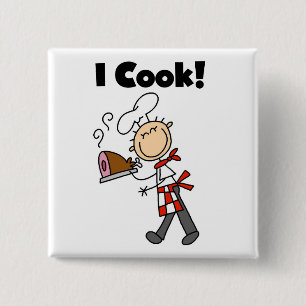 Ik Kook - Mannelijke Chef Vierkante Button 5,1 Cm