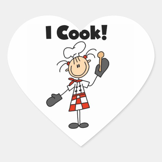Ik Kook - Vrouwelijke Chef Hart Sticker (Voorkant)