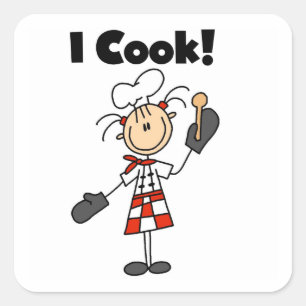 Ik Kook - Vrouwelijke Chef Vierkante Sticker
