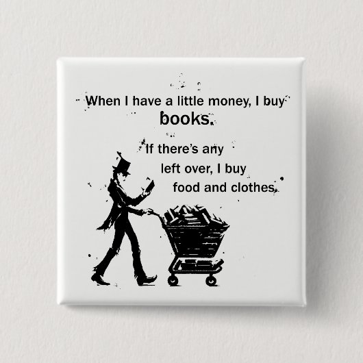 Ik koop boeken vierkante button 5,1 cm (Voorkant)