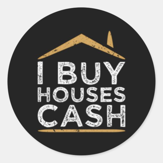 Ik koop huizen contant onroerend goed belegger hui ronde sticker (Voorkant)