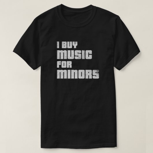 Ik koop muziek voor T-shirt met minors (wethered) (Design voorkant)