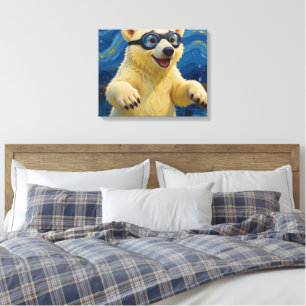 Ik kreeg bellen - IJsbeerwelp in water Canvas Afdruk