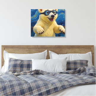 Ik kreeg bellen - IJsbeerwelp in water Canvas Afdruk