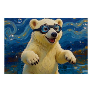 Ik kreeg bellen - IJsbeerwelp in water Perfect Poster