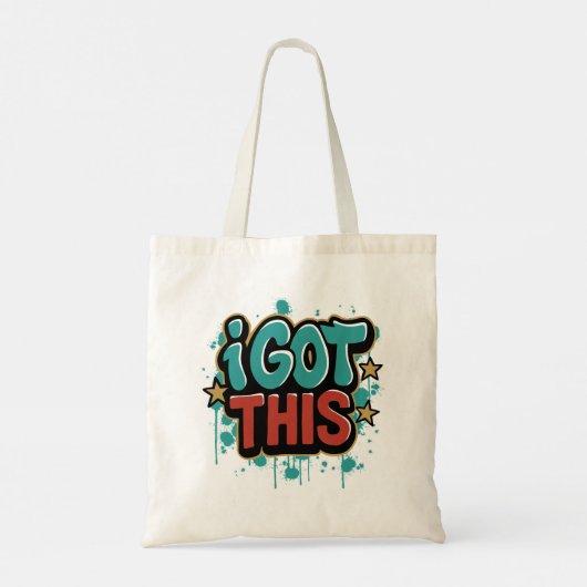 Ik kreeg deze Motivatie typografie in graffitistij Tote Bag (Achterkant)