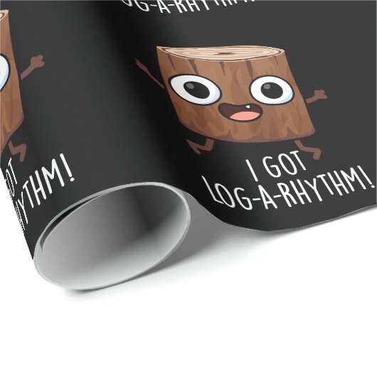 Ik kreeg Log-a-rhythm Funny Wood Pun Dark BG Cadeaupapier (Rol Hoek)