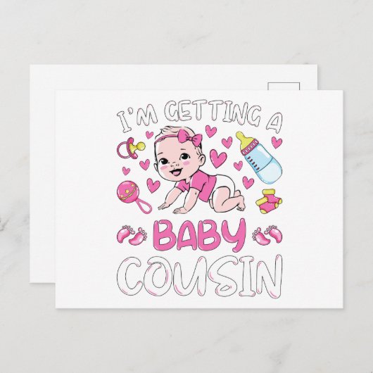 Ik krijg een baby nichtje geslacht onthulling briefkaart (Voorkant / Achterkant)