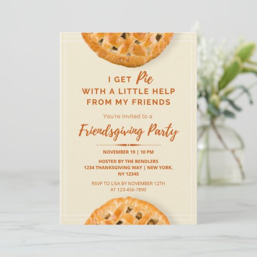 Ik krijg een uitnodiging van Pie Friendsgiving Par (Staand voorkant)
