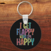 Ik krijg flappy als ik blij ben met autisme bewust sleutelhanger (Voorkant)