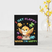 Ik krijg flappy als ik blij ben Schattigee vogel a Kaart (Gele Bloem)