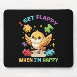 Ik krijg flappy als ik blij ben Schattigee vogel a Muismat