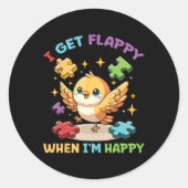 Ik krijg flappy als ik blij ben Schattigee vogel a Ronde Sticker (Voorkant)