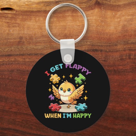 Ik krijg flappy als ik blij ben Schattigee vogel a Sleutelhanger (Voorkant)