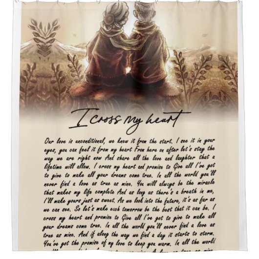 Ik kruis mijn hartenpaar Golden Jubileum Gift Douchegordijn (Voorkant)