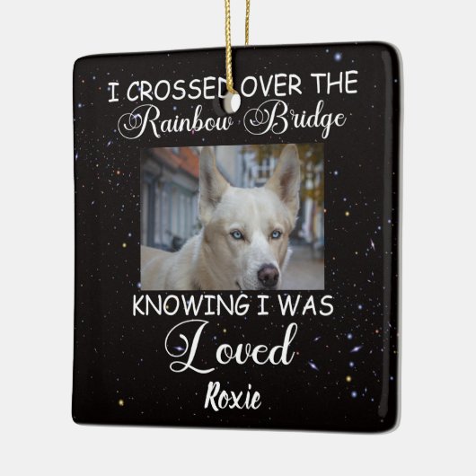 Ik kruiste over de Rainbow Bridge, herdenkingshond Keramisch Ornament (Links)