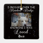 Ik kruiste over de Rainbow Bridge, herdenkingshond Keramisch Ornament (Achterkant)
