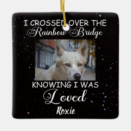 Ik kruiste over de Rainbow Bridge, herdenkingshond Keramisch Ornament (Voorkant)