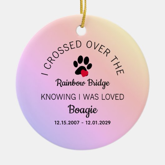 Ik kruiste over de regenboogbrug Memorial Pet Keramisch Ornament (Voorkant)