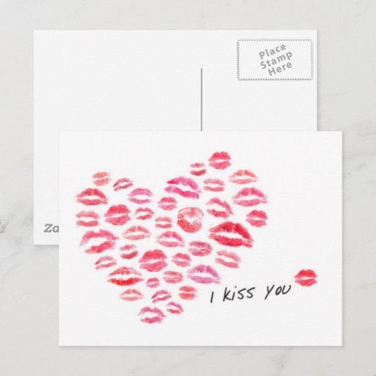 Ik kus je hart briefkaart (Voorkant / Achterkant)