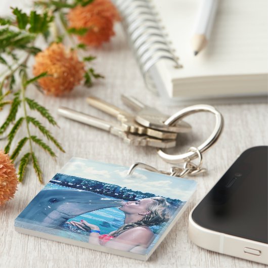 Ik kuste een dolfijn # Miss Multiverse Sleutelhang Sleutelhanger (Voorkant Rechts)