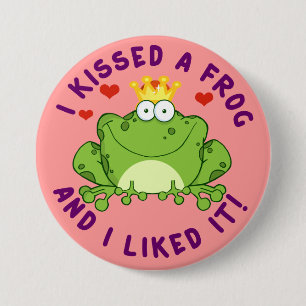 Ik kuste een kikker op Valentijnsdag Ronde Button 7,6 Cm
