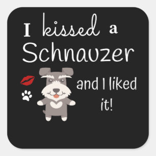 Ik kuste een schnauzer en ik vond het leuk Schatti Vierkante Sticker