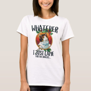 Ik kwam alleen voor de snacks grappige kattenstare t-shirt